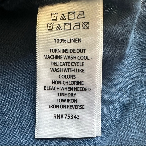 Adrienne Vittadini 100% Linen Dress Blue Medium Sleeveless Pockets Beach Summer - Picture 9 of 9